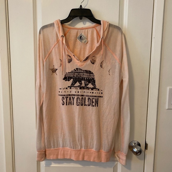 Volcom Pink Long Sleeve Hoodie Sweatshirt - Picture 2 of 4